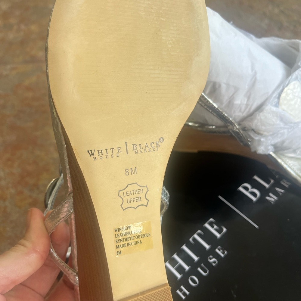 White House Black Market Winslow Wedge Silver - Picture 6 of 10